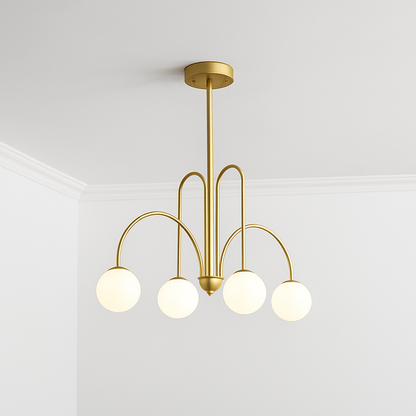 Lustre Design LED Doré Branches Métal & Verre