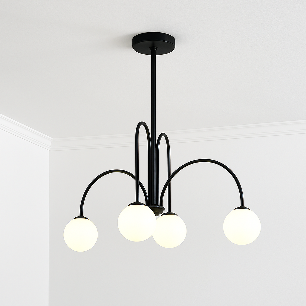 Lustre Design LED Doré Branches Métal & Verre