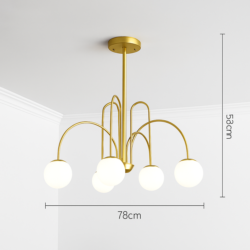 Lustre Design LED Doré Branches Métal & Verre