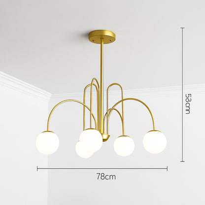Lustre Design LED Doré Branches Métal & Verre
