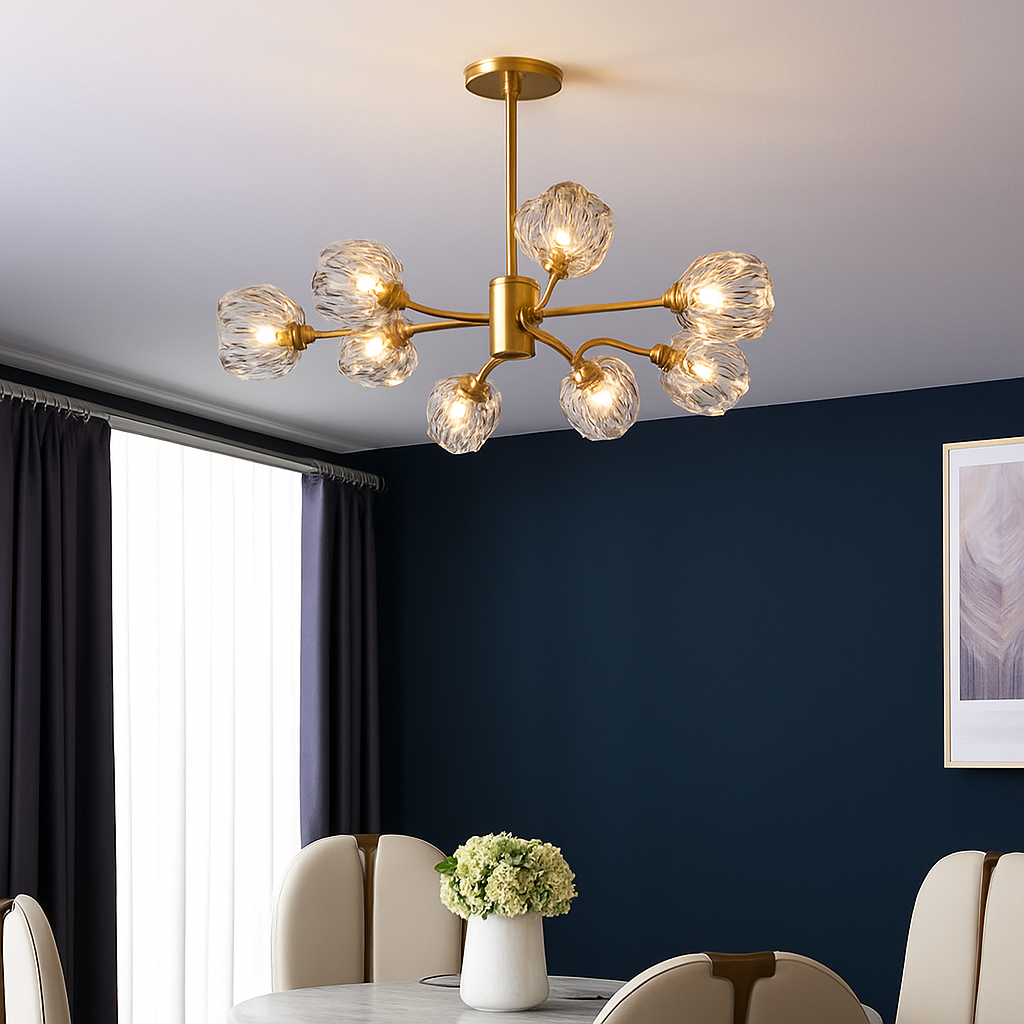 Lustre Design Cristal Doré LED Luxury