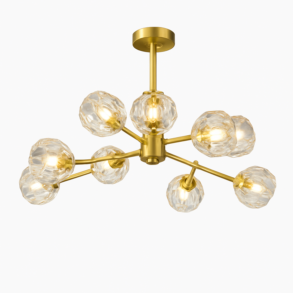 Lustre Design Cristal Doré LED Luxury