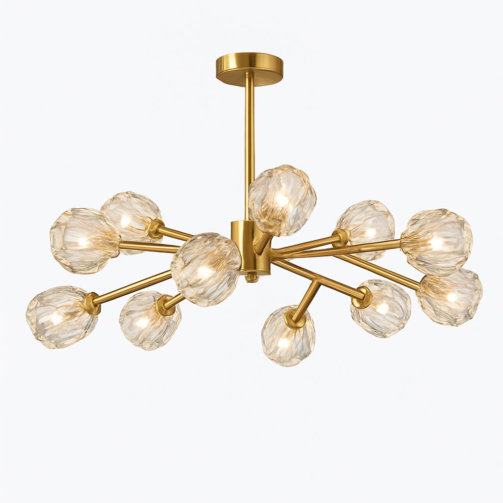 Lustre Design Cristal Doré LED Luxury
