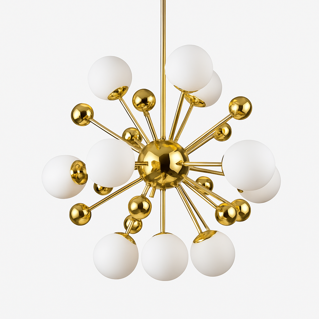 Lustre LED Doré Design Sphères Lumineuses