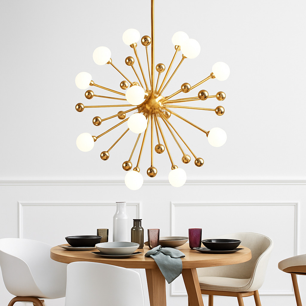 Lustre LED Doré Design Sphères Lumineuses