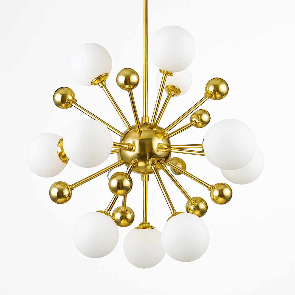 Lustre LED Doré Design Sphères Lumineuses