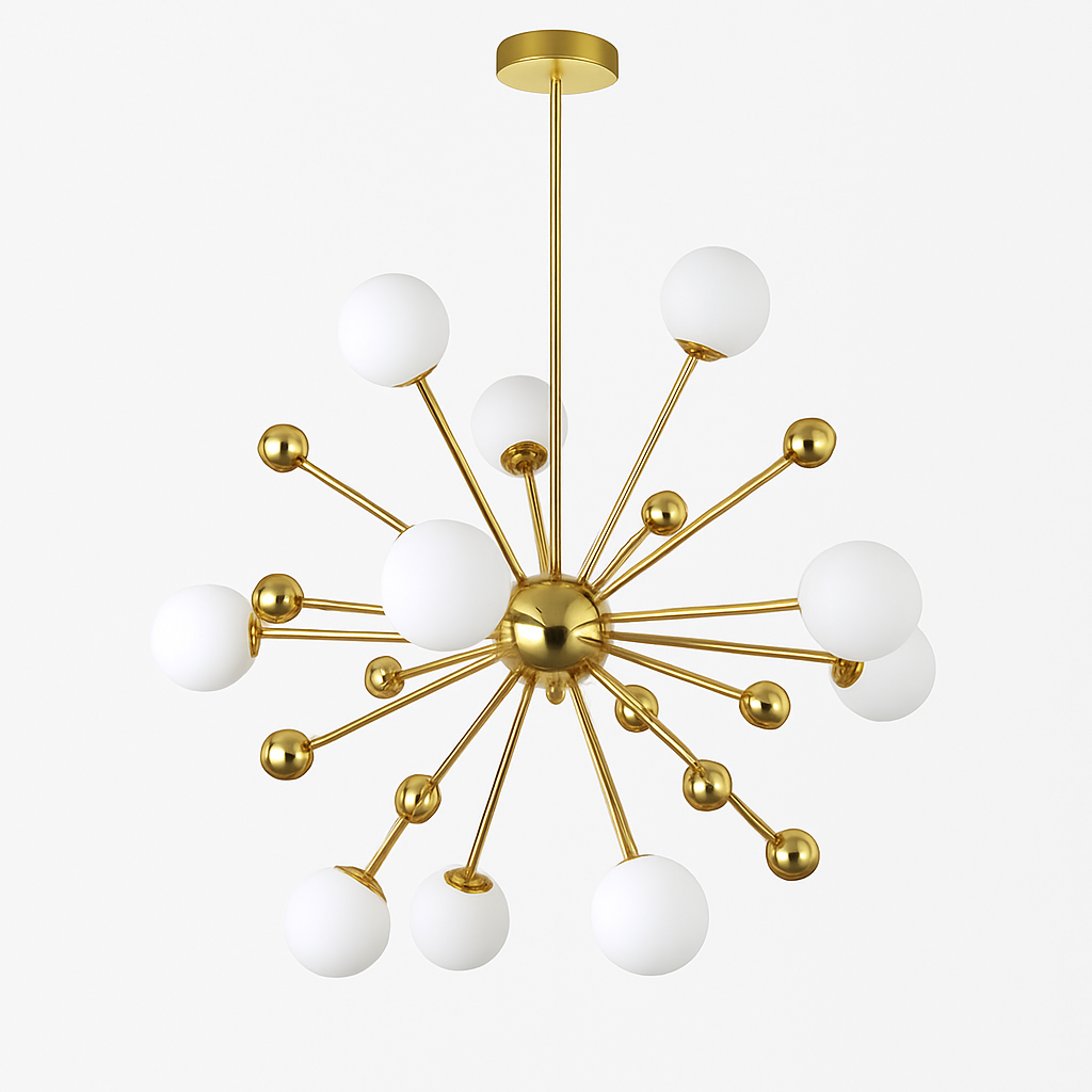Lustre LED Doré Design Sphères Lumineuses