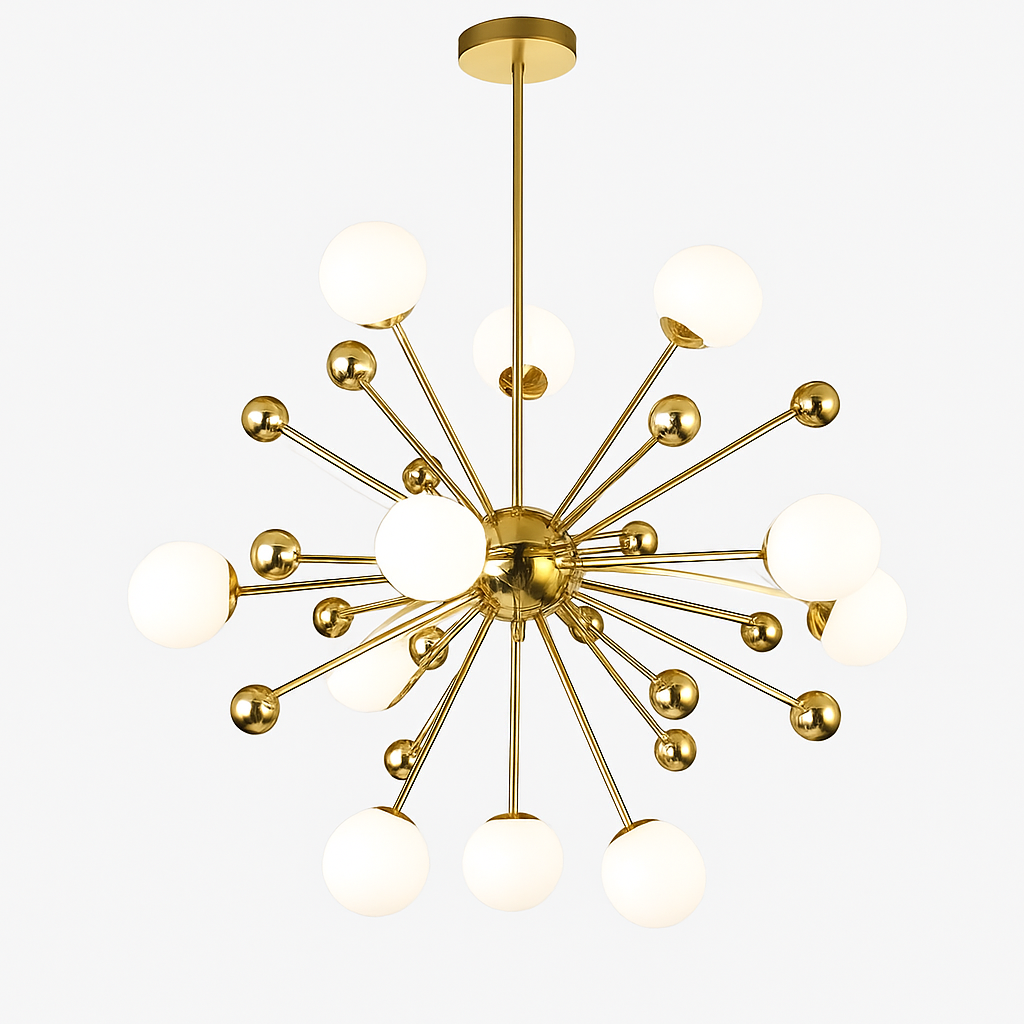 Lustre LED Doré Design Sphères Lumineuses