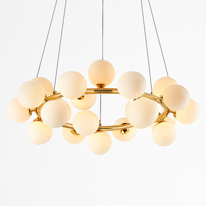Lustre Design Magic : Sphères Verre & Métal Cuivre Poli