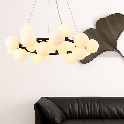 Lustre Design Magic : Sphères Verre & Métal Cuivre Poli