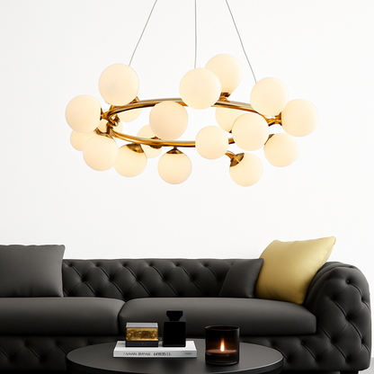 Lustre Design Magic : Sphères Verre & Métal Cuivre Poli