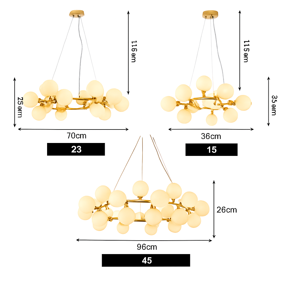 Lustre Design Magic : Sphères Verre & Métal Cuivre Poli