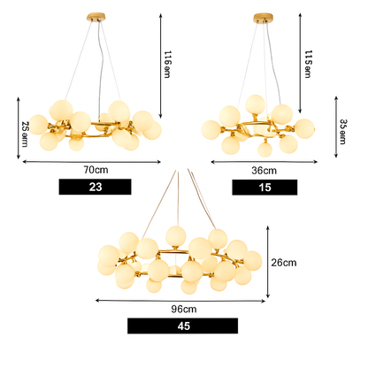 Lustre Design Magic : Sphères Verre & Métal Cuivre Poli