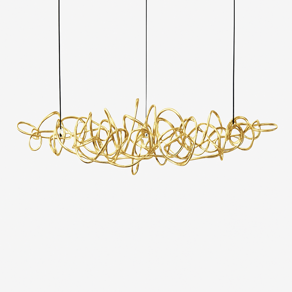 Lustre LED Design Métal Chromé, Doré ou Rose Gold