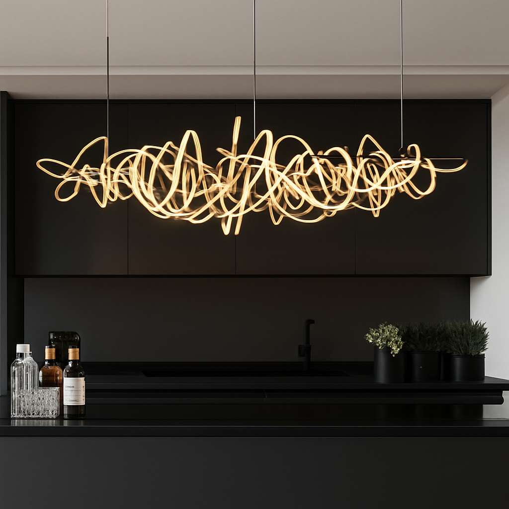 Lustre LED Design Métal Chromé, Doré ou Rose Gold