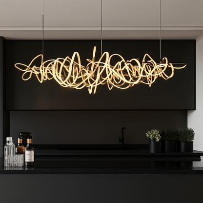 Lustre LED Design Métal Chromé, Doré ou Rose Gold