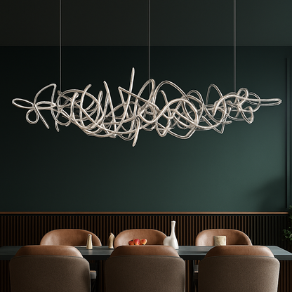 Lustre LED Design Métal Chromé, Doré ou Rose Gold