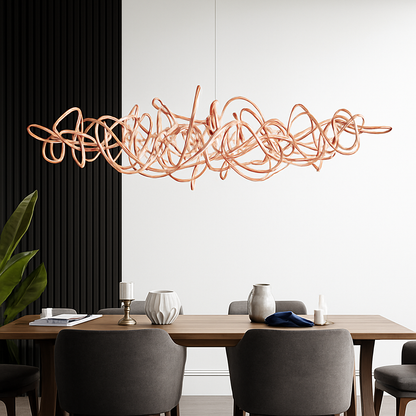 Lustre LED Design Métal Chromé, Doré ou Rose Gold