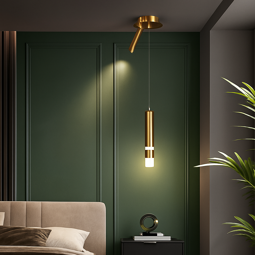 Lustre Design LED Amias : Tube Lumineux Moderne Doré ou Noir