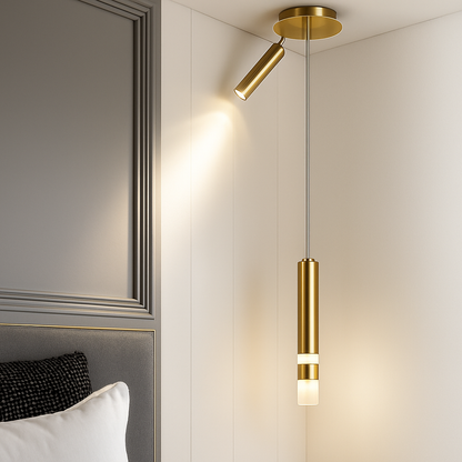 Lustre Design LED Amias : Tube Lumineux Moderne Doré ou Noir