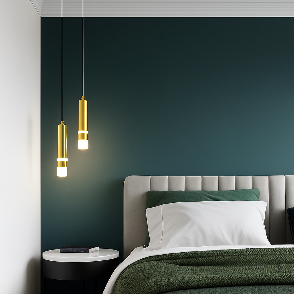Lustre Design LED Amias : Tube Lumineux Moderne Doré ou Noir