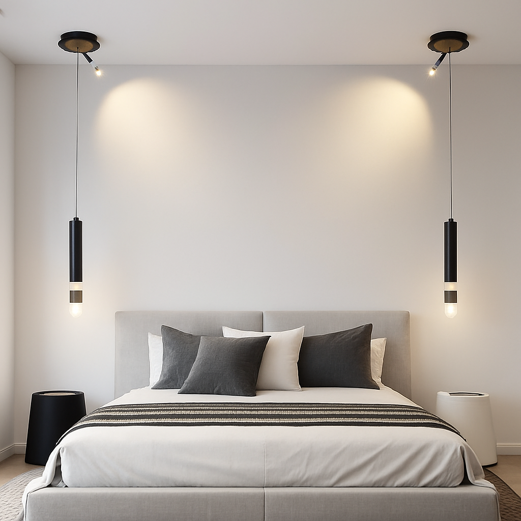 Lustre Design LED Amias : Tube Lumineux Moderne Doré ou Noir