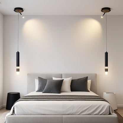 Lustre Design LED Amias : Tube Lumineux Moderne Doré ou Noir