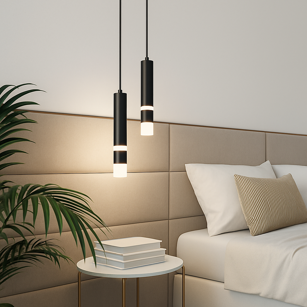 Lustre Design LED Amias : Tube Lumineux Moderne Doré ou Noir