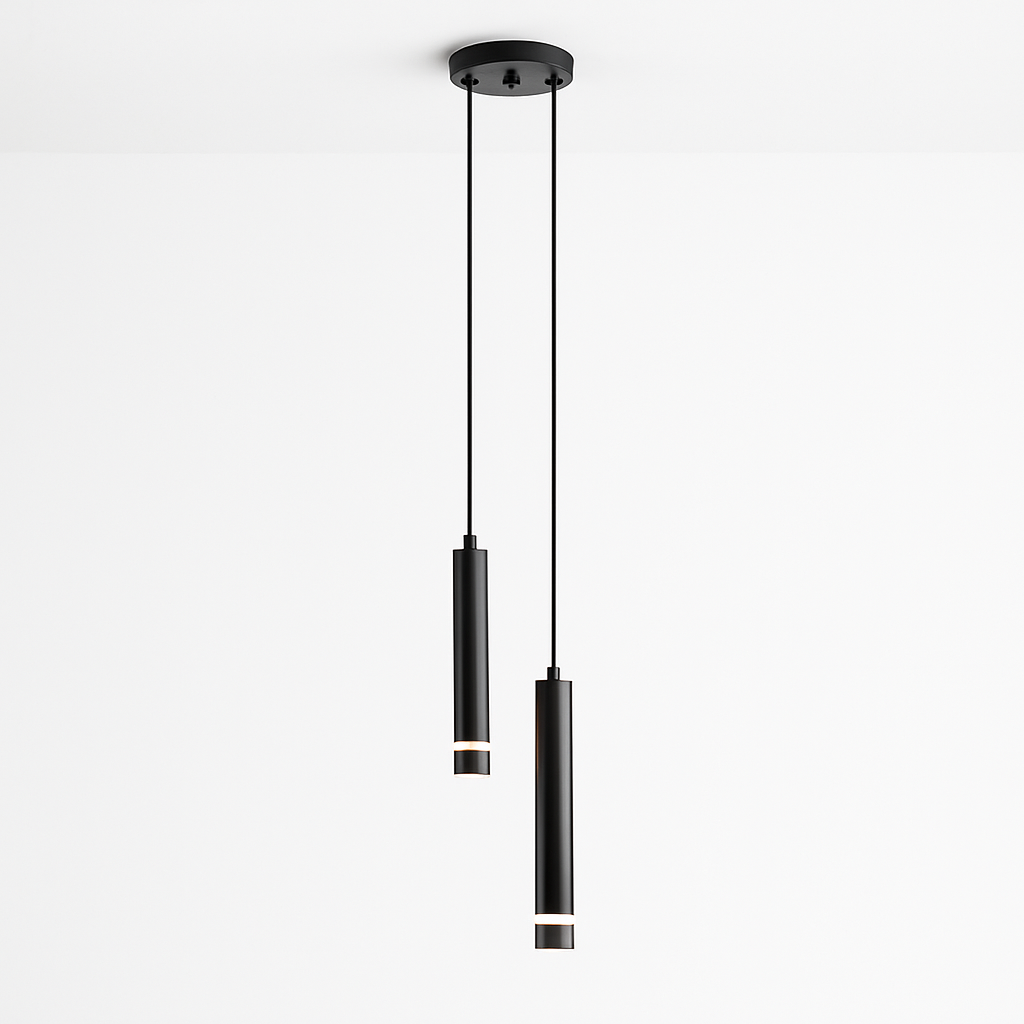 Lustre Design LED Amias : Tube Lumineux Moderne Doré ou Noir