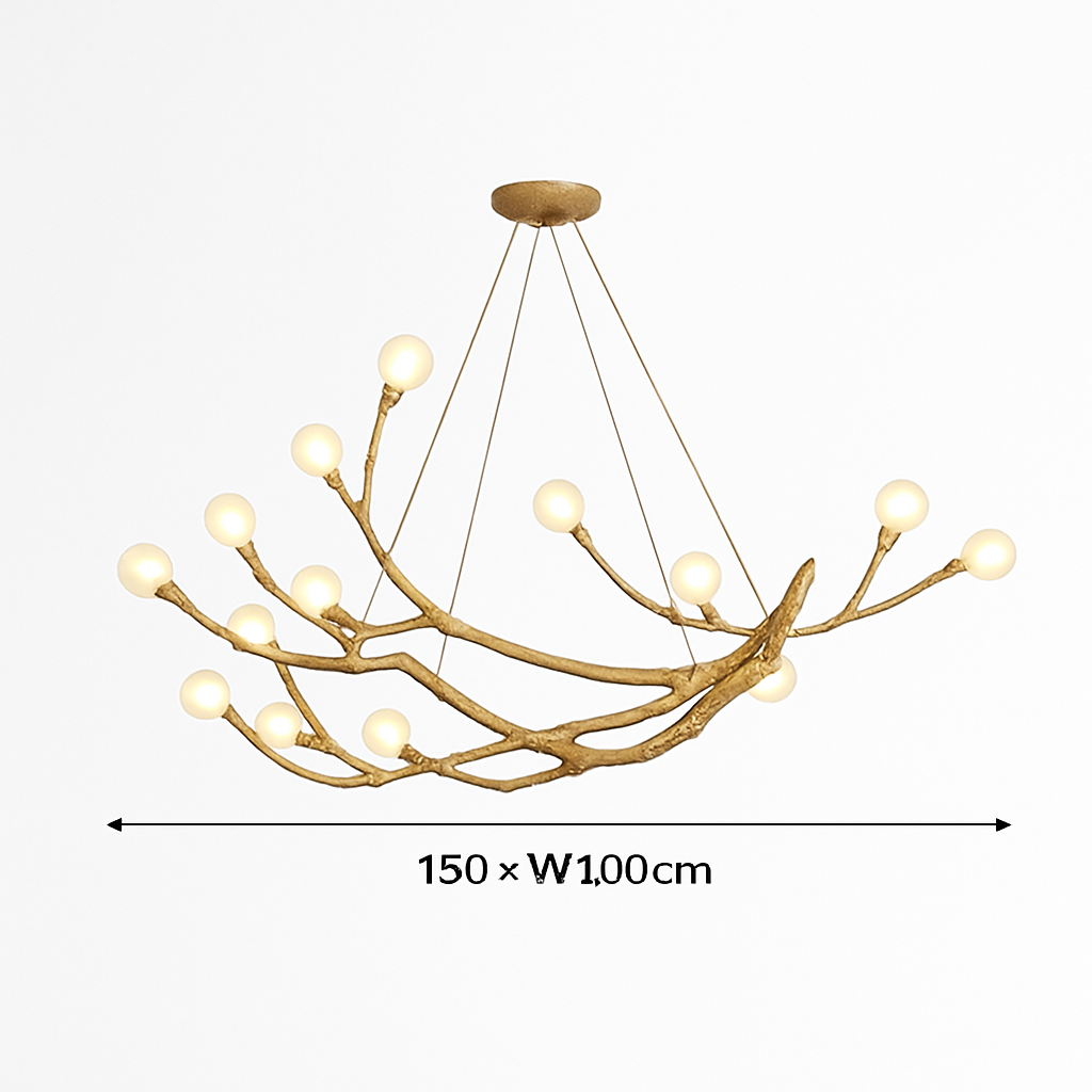 Lustre LED Design Branches d'Arbre - Verre & Naturel