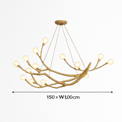 Lustre LED Design Branches d'Arbre - Verre & Naturel