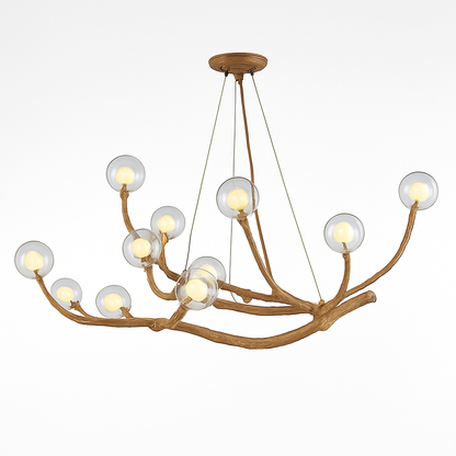 Lustre LED Design Branches d'Arbre - Verre & Naturel