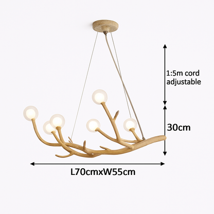 Lustre LED Design Branches d'Arbre - Verre & Naturel