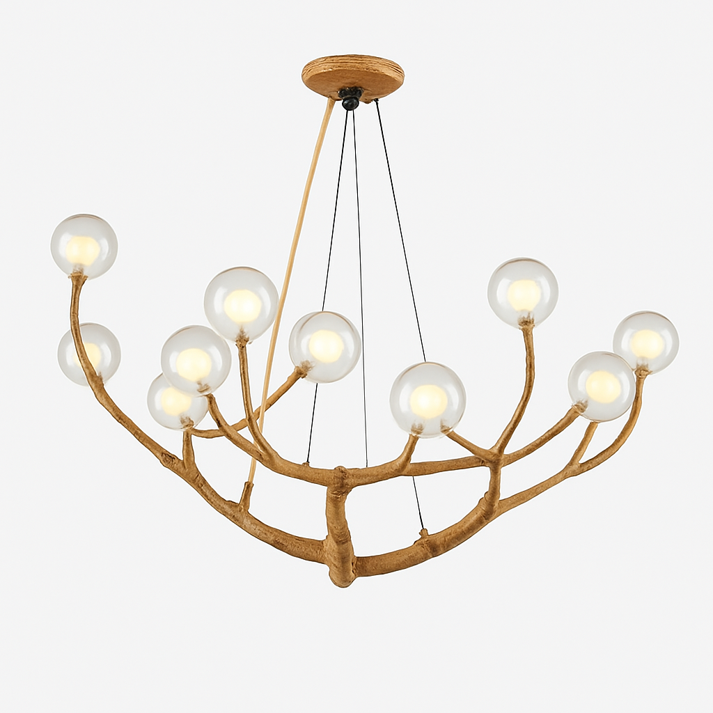Lustre LED Design Branches d'Arbre - Verre & Naturel