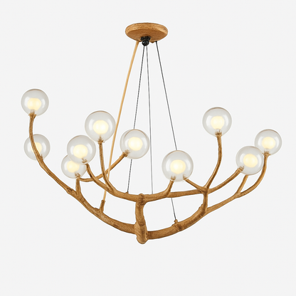 Lustre LED Design Branches d'Arbre - Verre & Naturel