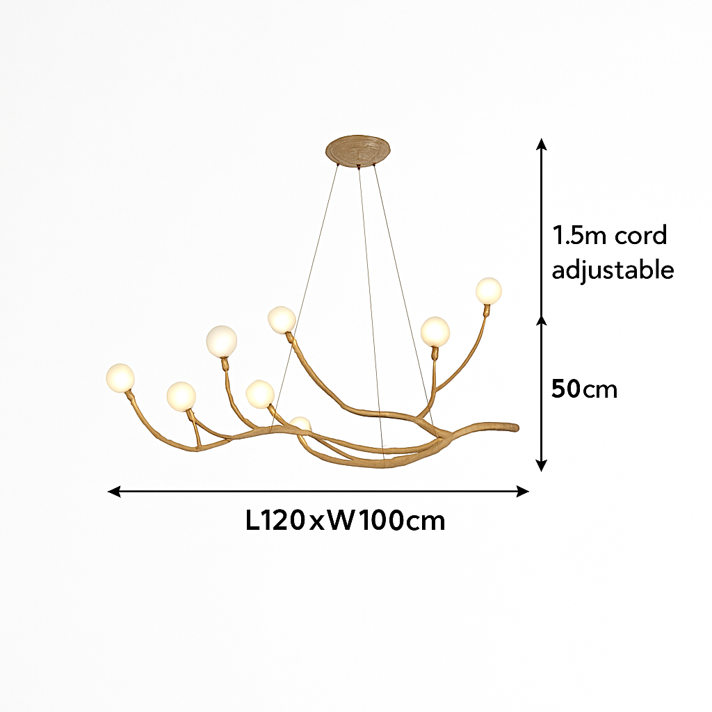 Lustre LED Design Branches d'Arbre - Verre & Naturel