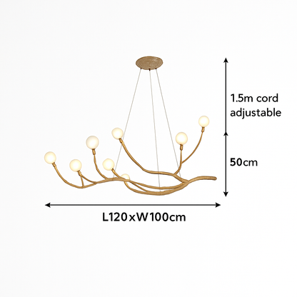 Lustre LED Design Branches d'Arbre - Verre & Naturel