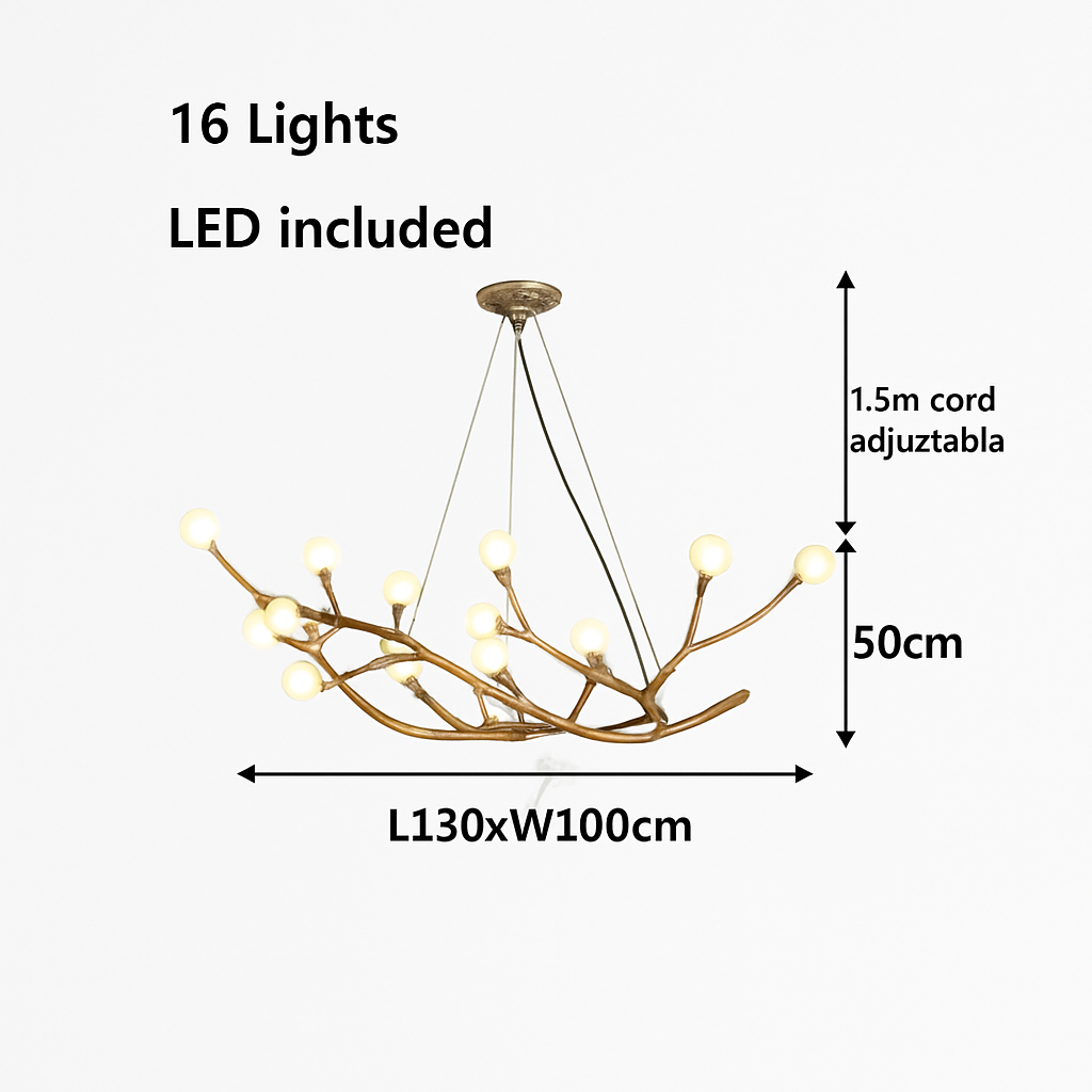 Lustre LED Design Branches d'Arbre - Verre & Naturel