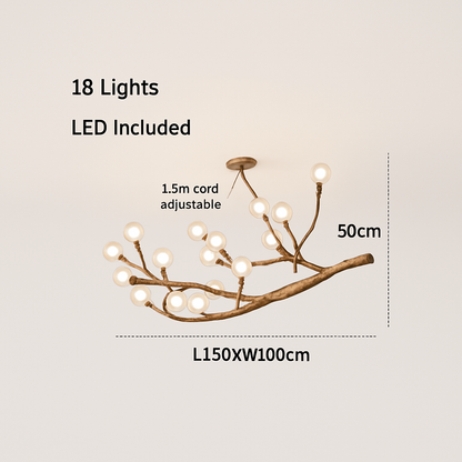 Lustre LED Design Branches d'Arbre - Verre & Naturel