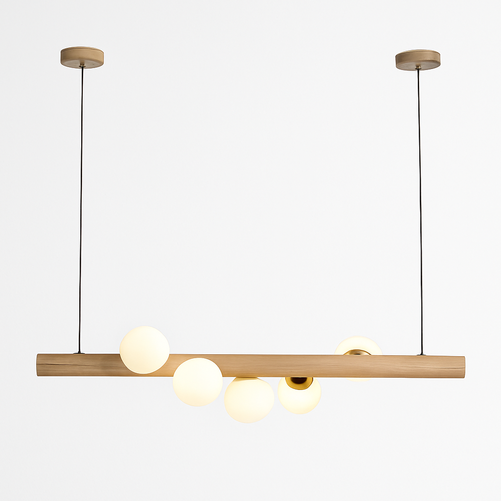 Lustre Scandinave Bois LED Sphérique