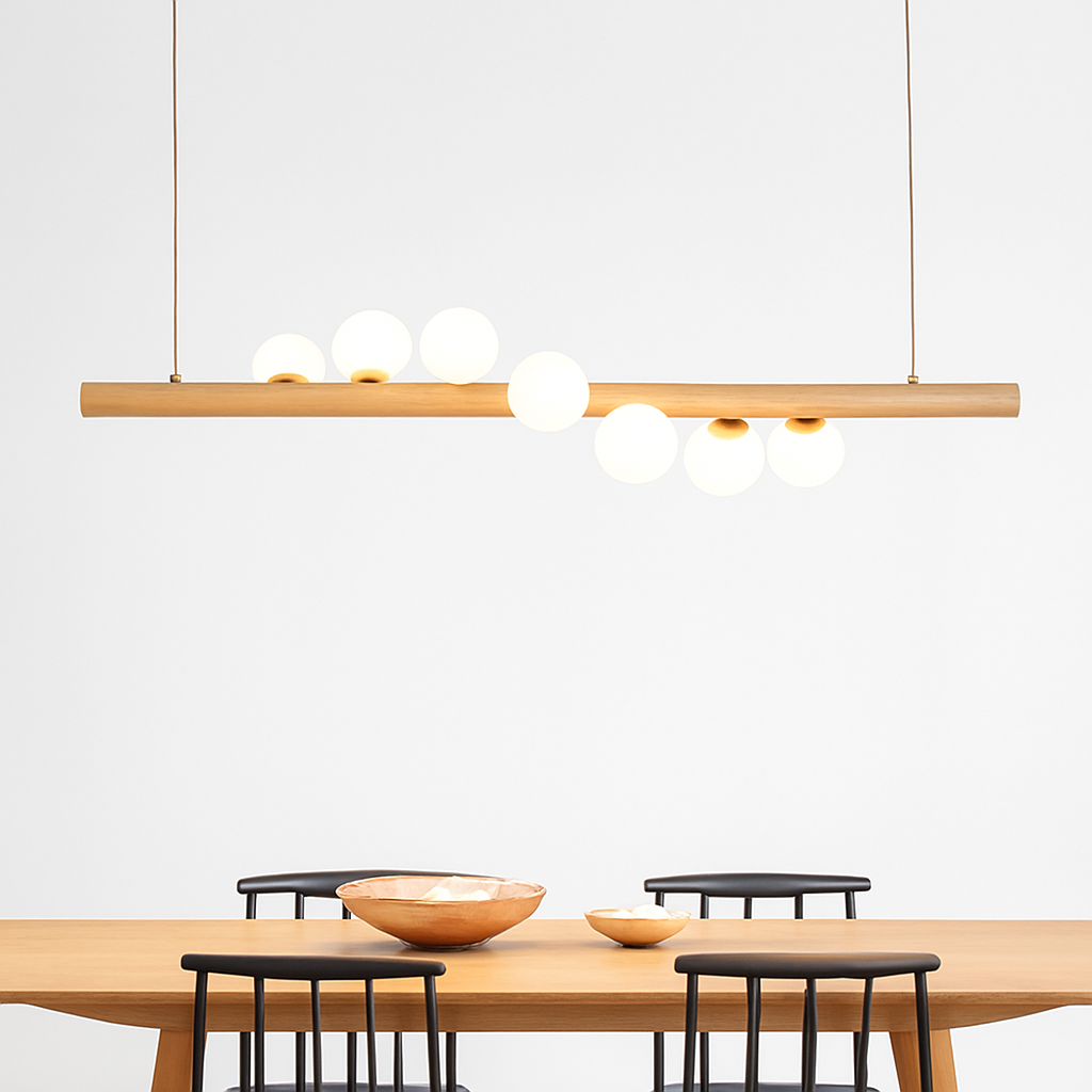 Lustre Scandinave Bois LED Sphérique