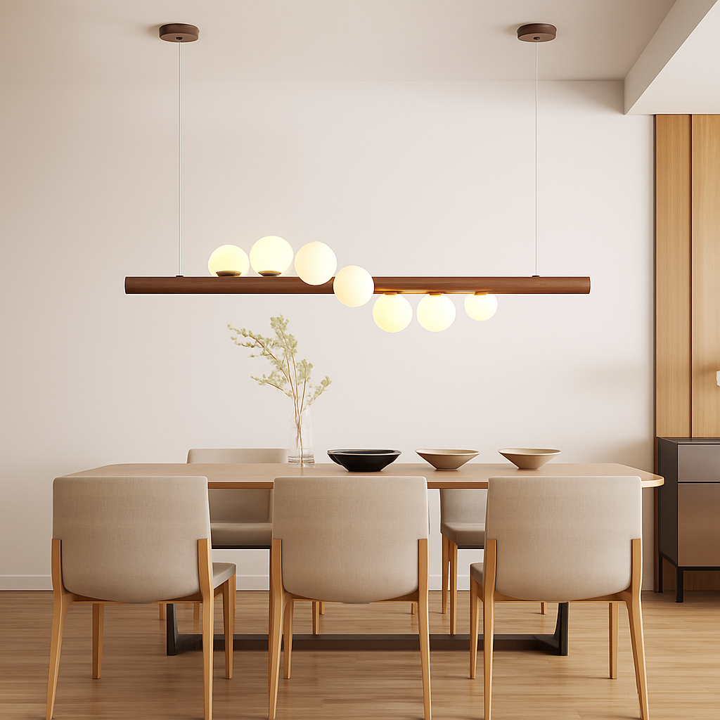 Lustre Scandinave Bois LED Sphérique