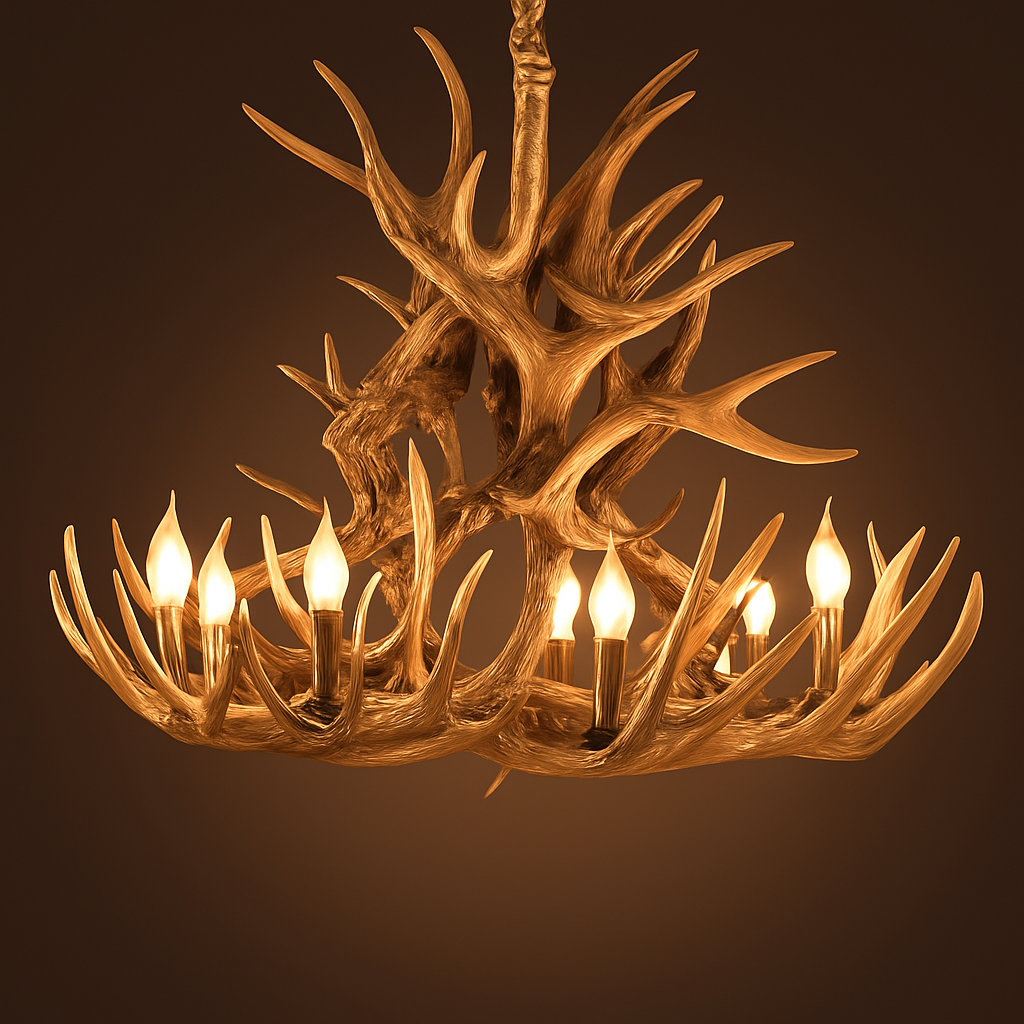 Lustre Bois de Cerf Résine - Ambiance Naturelle & Moderne