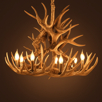 Lustre Bois de Cerf Résine - Ambiance Naturelle & Moderne