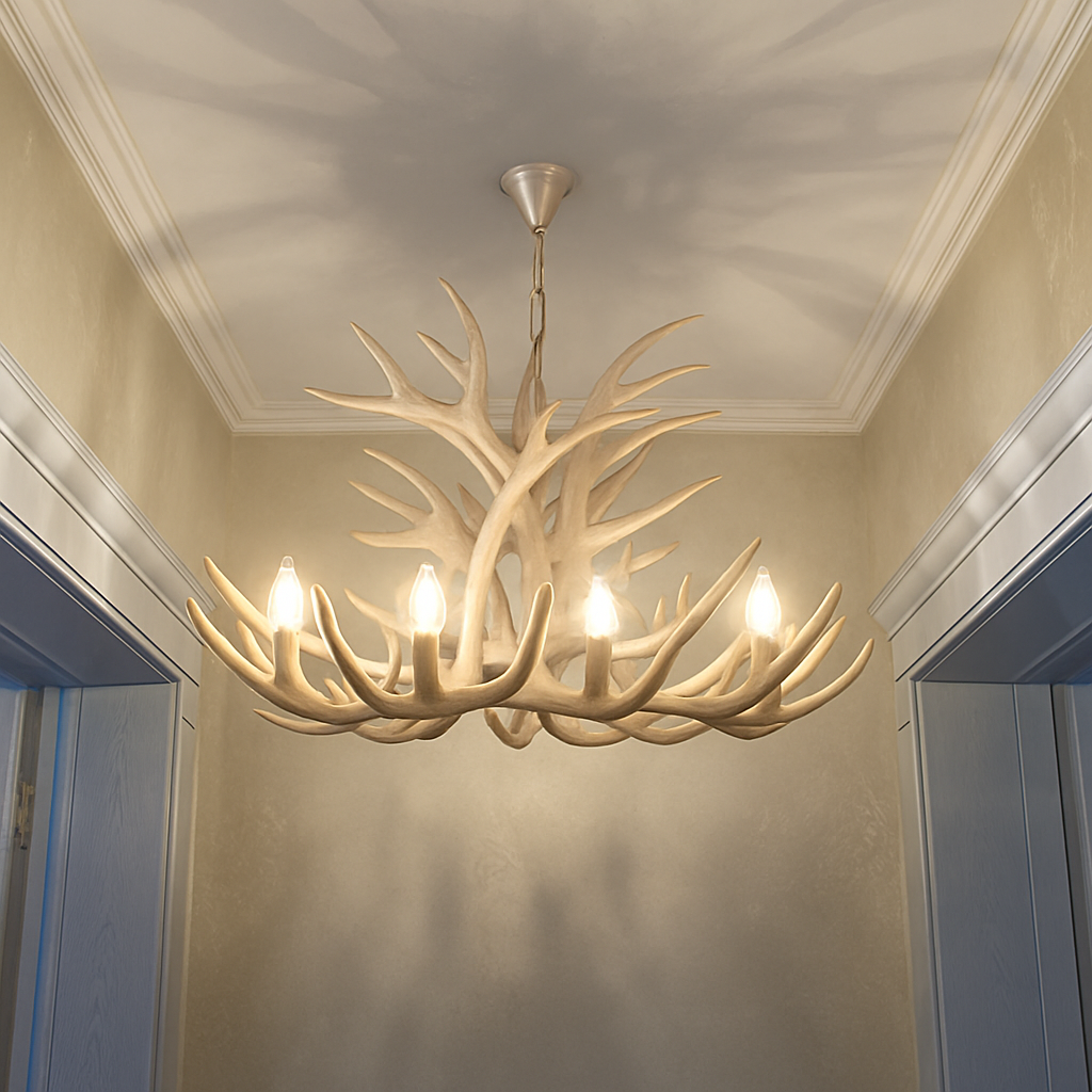 Lustre Bois de Cerf Résine - Ambiance Naturelle & Moderne