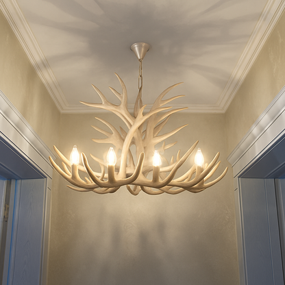 Lustre Bois de Cerf Résine - Ambiance Naturelle & Moderne