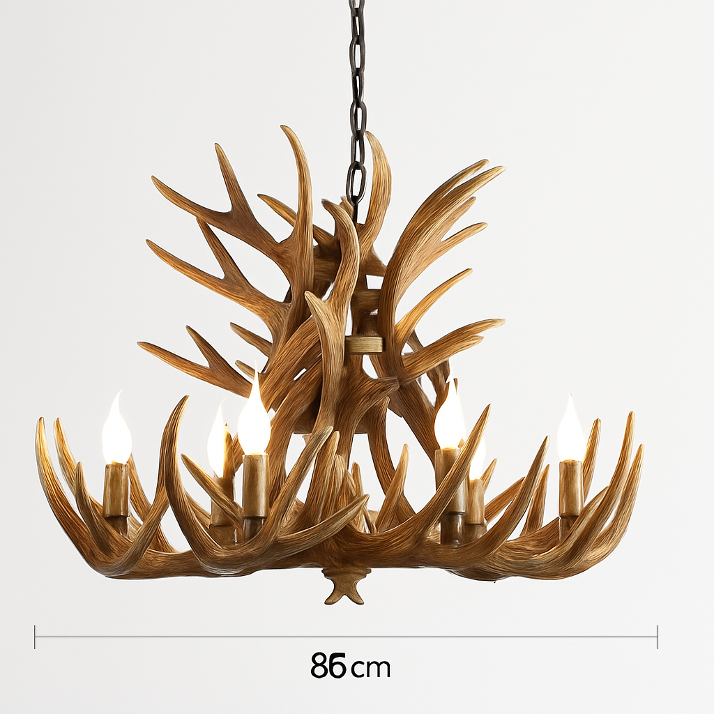 Lustre Bois de Cerf Résine - Ambiance Naturelle & Moderne