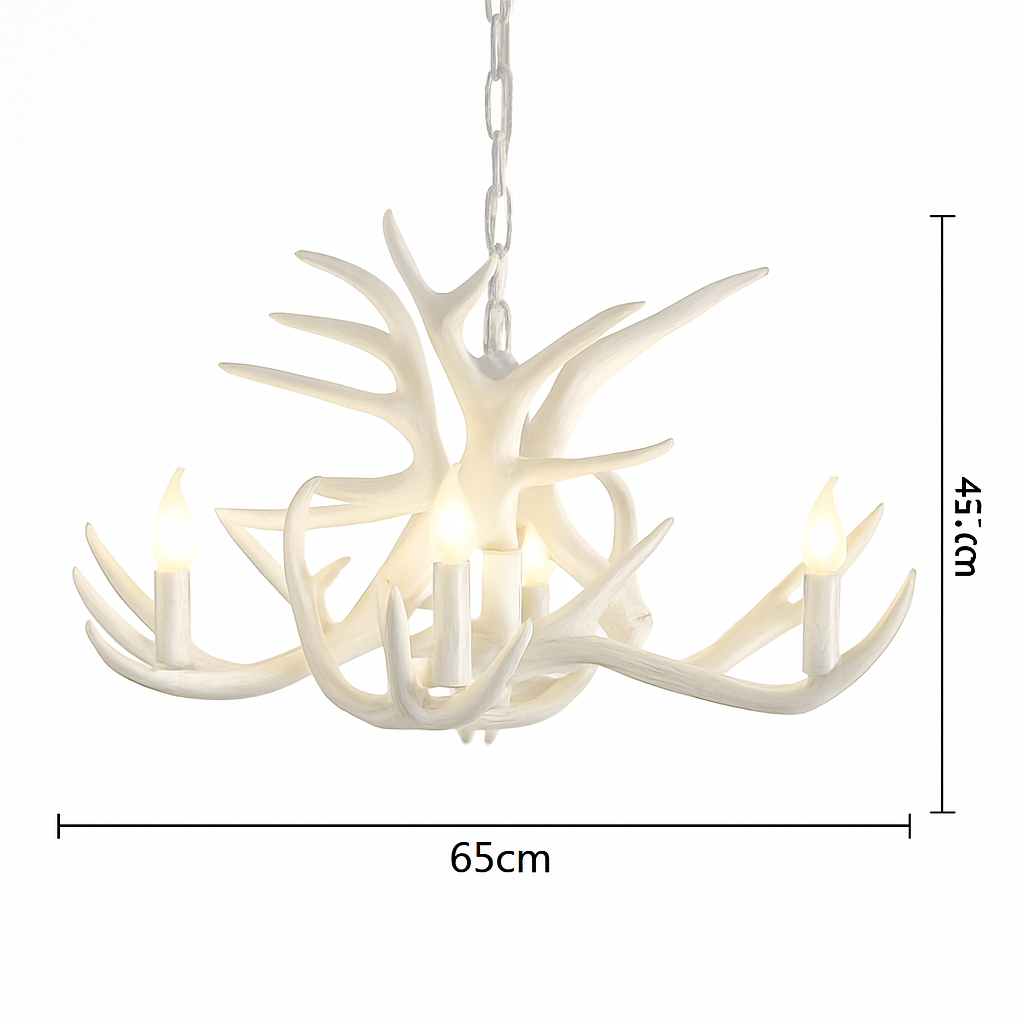 Lustre Bois de Cerf Résine - Ambiance Naturelle & Moderne