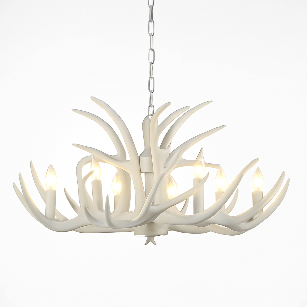 Lustre Bois de Cerf Résine - Ambiance Naturelle & Moderne