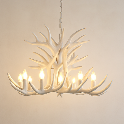 Lustre Bois de Cerf Résine - Ambiance Naturelle & Moderne